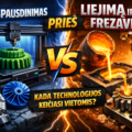 3D spausdinimas prieš liejimą ir frezavimą – kada technologijos keičiasi vietomis?